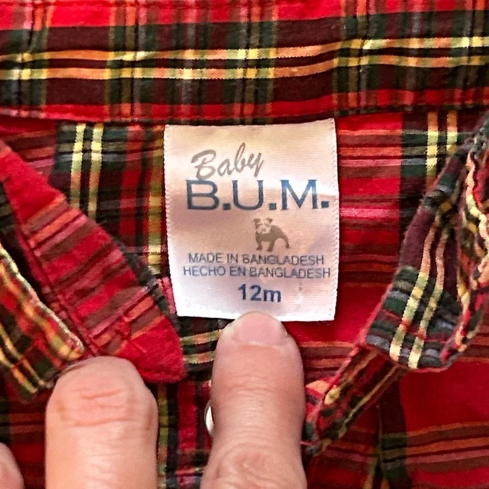 B.U.M. Baby Plaid Button Up Onesie